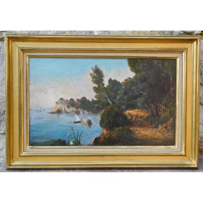 Painting XIXth "landscape Of Seaside" Of Félix Jourdan
