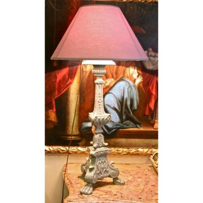 Lamp Pique Candlestick XVIII Wood Rechampi