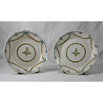 Pair Of Plates XVIIIth Earthenware Nivernais