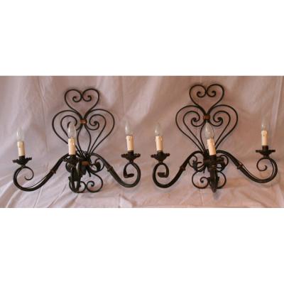 Pair Of Wrought Iron Wall