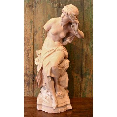 Terracotta Sculpture "listening" From Mathurin Moreau