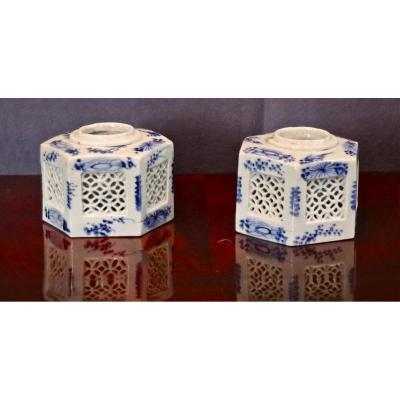 Pair Of Inkwell XIX Porcelain From China