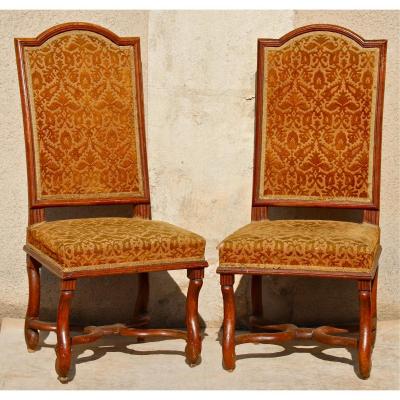 Pair Of Louis XIV Chairs In Walnut