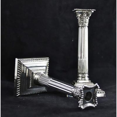 Pair Of Candlesticks Twentieth In Sterling Silver
