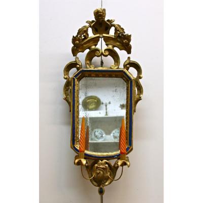 Venetian Mirror In Golden Wood Eighteenth Time With Lights