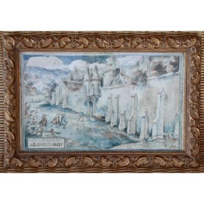 Dessin Aquarellé XVIIIème Les Galanteries De Longchamps 