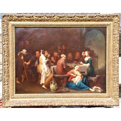 Large Painting On Copper XVII Festive Scene