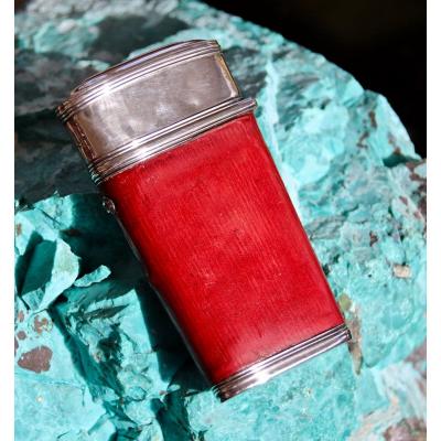 18th Century Necessary Case In Silver And Red Morocco