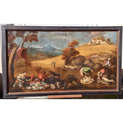 Great Painting XVII School Of Francesco Bassano The Sheep Shearing