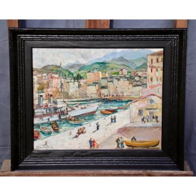 Peinture XXème Du Port De Bastia Par Yvon DieulafÉ