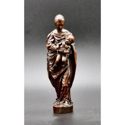 Virgin And Child In Boxwood XVIIIth