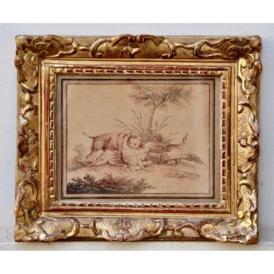18th Century Hunting Dog Drawing After Oudry
