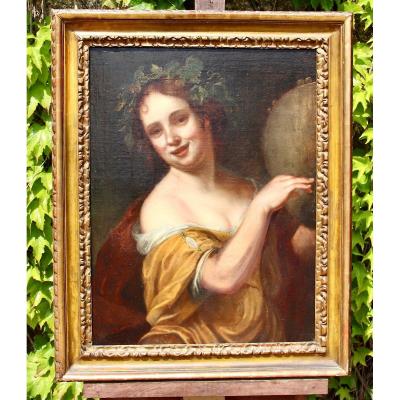 XVIIIth Painting The Girl With The Tambourine
