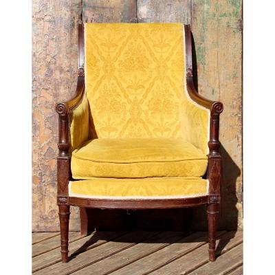 Directoire Style Cushion Bergère In Walnut