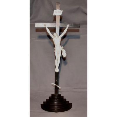 Christ In Cross XIXth In Ivory