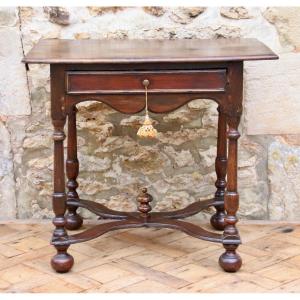 Writing Table 1 Drawer Louis XIV In Walnut