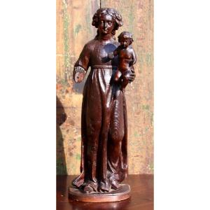 Virgin And Child In Oak, 18th Century