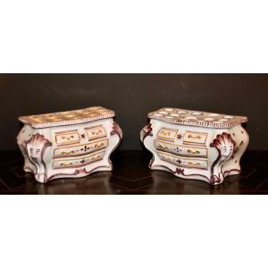 Pair Of 18th Century Bouquetieres In Nevers Earthenware