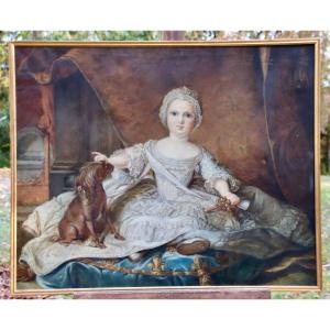 XIXth Painting Portrait Of Princess Zéphirine Copy By Jean-marc Nattier