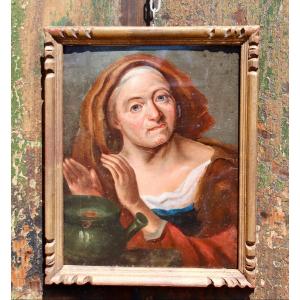 XIXth Portrait Woman With A Jug