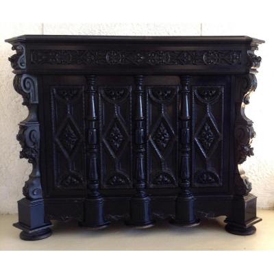 Furniture Napoleon III Blackened Wood Richly Carved