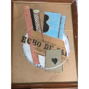 Lajos Kassak (1887-1967) Constructivist Collage Signed And Dated 19