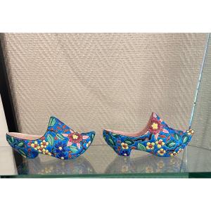 Pair Of Longwy Enamel Clogs