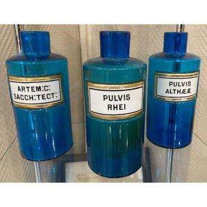 Lot Of 3 Old Glass Pharmacy Jar