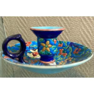 Longwy Enamel Candlestick