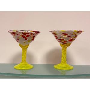 Large Pair Of Blown Glass Cups