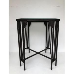 Art Deco Pedestal Table Sanded Glass Top