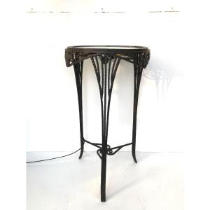Art Deco Wrought Iron Bolster Pedestal