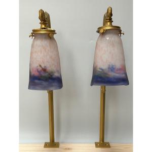 Pair Of Art Nouveau Lamps Muller Frères