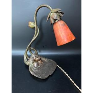 L.bessin And Daum Nancy Art Nouveau Symbolist Lamp