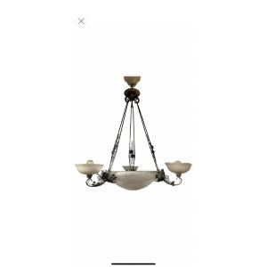 L. Katona And Daum Nancy Art Deco Chandelier 