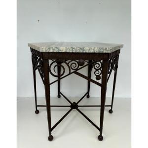 Art Deco Wrought Iron Pedestal Table Stamped Fag 
