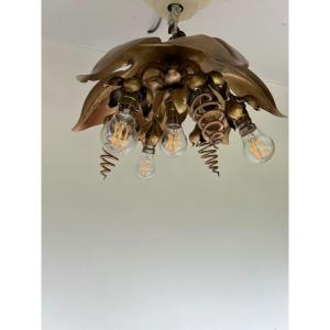 Art Nouveau Ceiling Lamp Suspension In The Taste Of Was Benson 