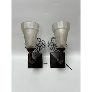 Noverdy Pair Of Art Deco Wall Lights 