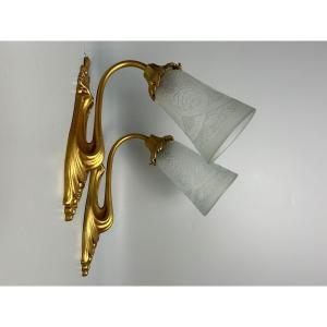 Daum Nancy Pair Of Art Nouveau Wall Lights