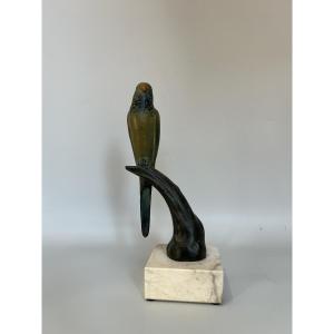 Art Deco Sculpture Of A Parakeet, Signed Ted