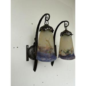Pair Of Art Deco Sconces By Muller Frères Luneville
