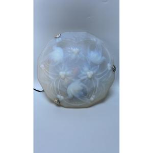 Opalescent Art Deco Hanging Lamp By Verlux