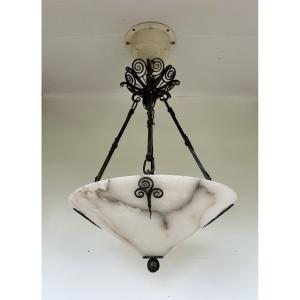 Art Deco Alabaster Hanging Lamp