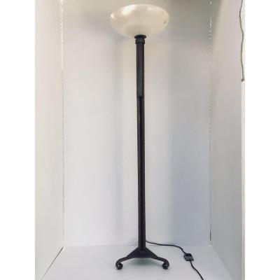 Floor Lamp Art Deco Wrought Iron Nickel-plated Stamped Fag