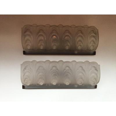 Large Pair Of Art Deco Sconces By Val Saint Lambert 