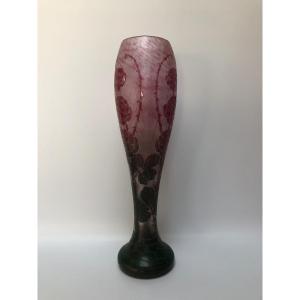 The Monumental French Glass Vase With Wild Roses