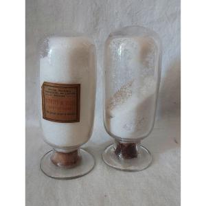 2 Overturned Blown Glass Seed Or Fertilizer Pots
