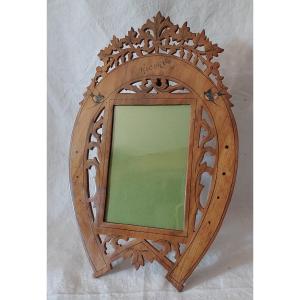 Photo Holder Frame And Also Good Luck Charm In Italian Cut Olive Wood 