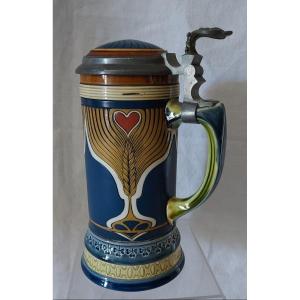 Art Nouveau: “jugendstil” Beer Mug In Stoneware From Metlach - Villeroy & Boch
