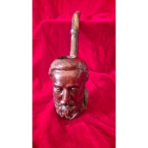 Carved Briar Pipe Depicting Gambetta's Face